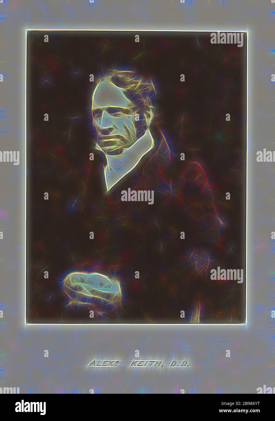 Alexander Keith, D.D., Hill & Adamson (scozzese, attivo 1843 - 1848), Scozia, 1843 - 1848, stampa su carta salata da un calotype negativo, 15.6 x 11.6 cm (6 1/8 x 4 9/16 in.), Reimagined by Gibon, design di calda e allegra luce incandescente di luminosità e di radianza dei raggi. Arte classica reinventata con un tocco moderno. La fotografia ispirata al futurismo, abbracciando l'energia dinamica della tecnologia moderna, del movimento, della velocità e rivoluzionando la cultura. Foto Stock