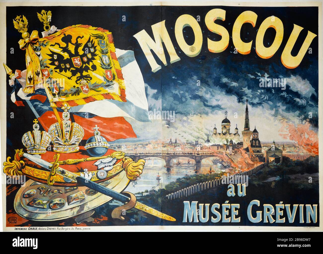 MOSCA AL MUSEO GREVIN Imprimerie Chaix. Moscou au Musée Grévin. Affiche. Lithographie couleur, 1896. Parigi, musée Carnavalet. Foto Stock
