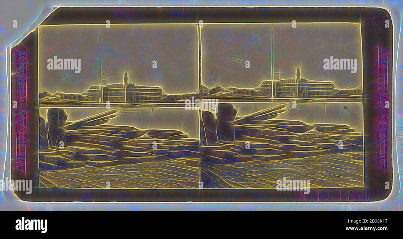 New Haven Rail Road, Whitney, Beckwith & Paradise (americano, 1865 - 1871), circa 1870, stampa in argento albume, reimagined by Gibon, design di calda e allegra luce incandescente di luminosità e raggi di luce radianza. Arte classica reinventata con un tocco moderno. La fotografia ispirata al futurismo, abbracciando l'energia dinamica della tecnologia moderna, del movimento, della velocità e rivoluzionando la cultura. Foto Stock