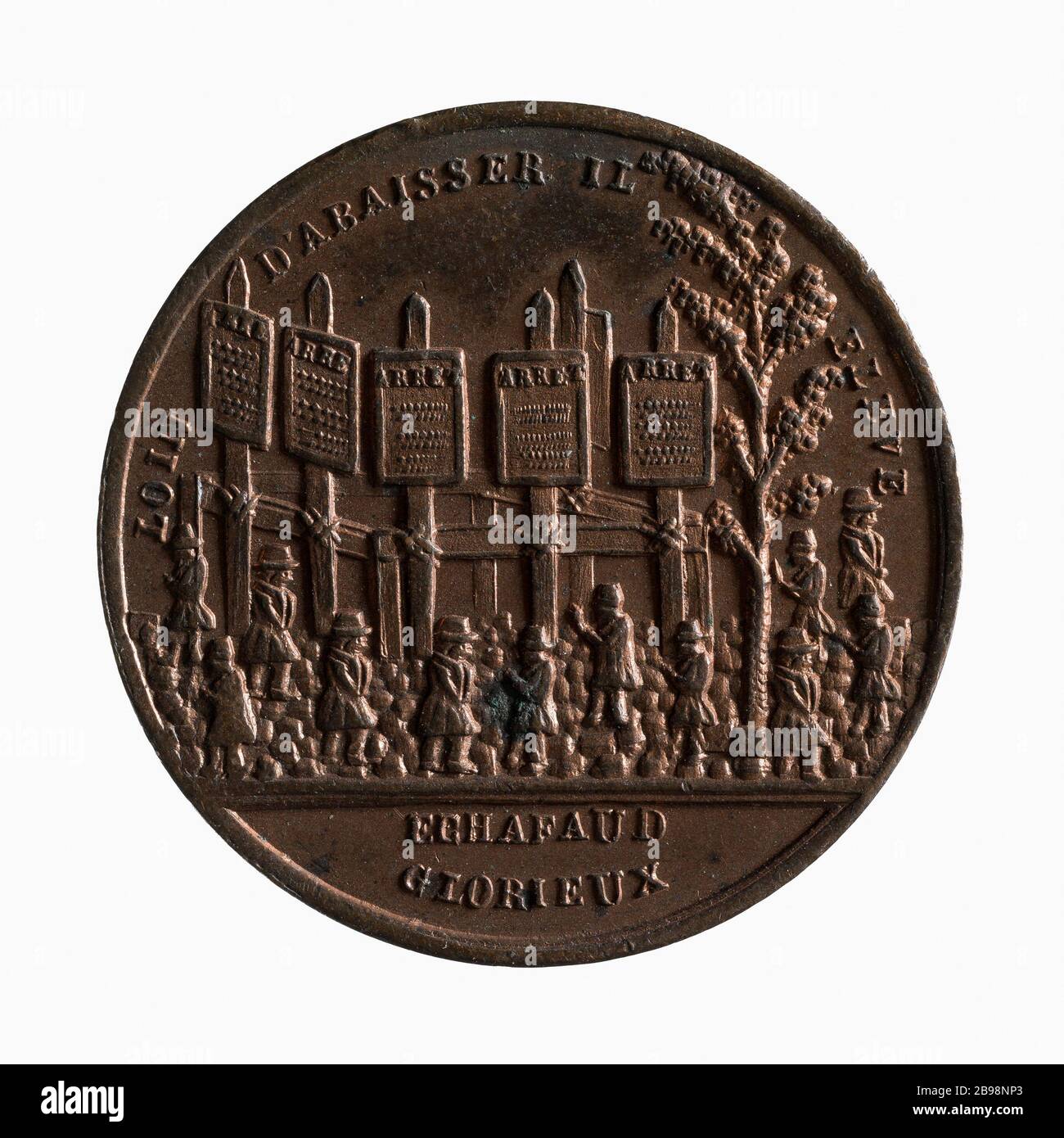 Condanna in contumace di sei partecipanti alla manifestazione del maggio 1848 25 aprile 1849 (titolo fittizio) Médaille sur la condamnation par contumace de Six Participants à la manifestation de mai 1848, 25 avril 1849. Cuivre. Après 1849. Parigi, musée Carnavalet. Foto Stock