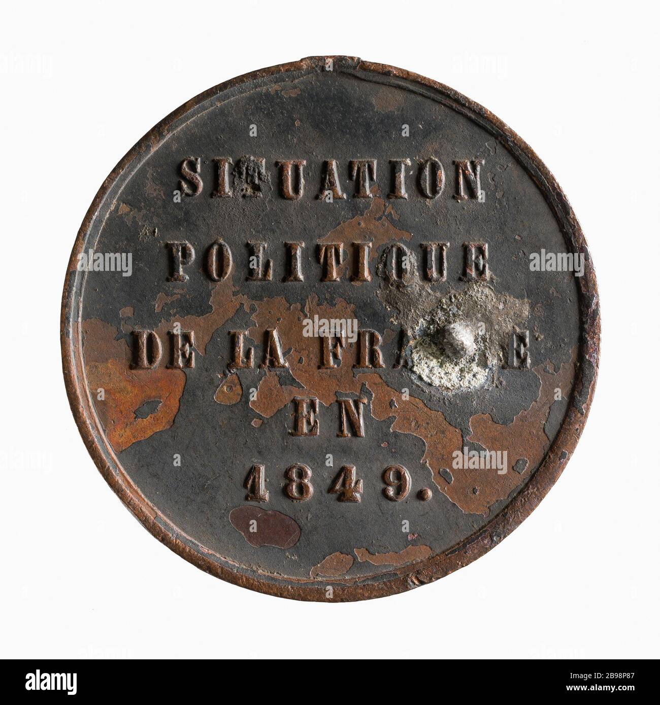 Situazione politica in Francia nel 1849 (titolo fittizio) Médaille représentant la situation politique de la France it 1849. Cuivre, 1849. Parigi, musée Carnavalet. Foto Stock