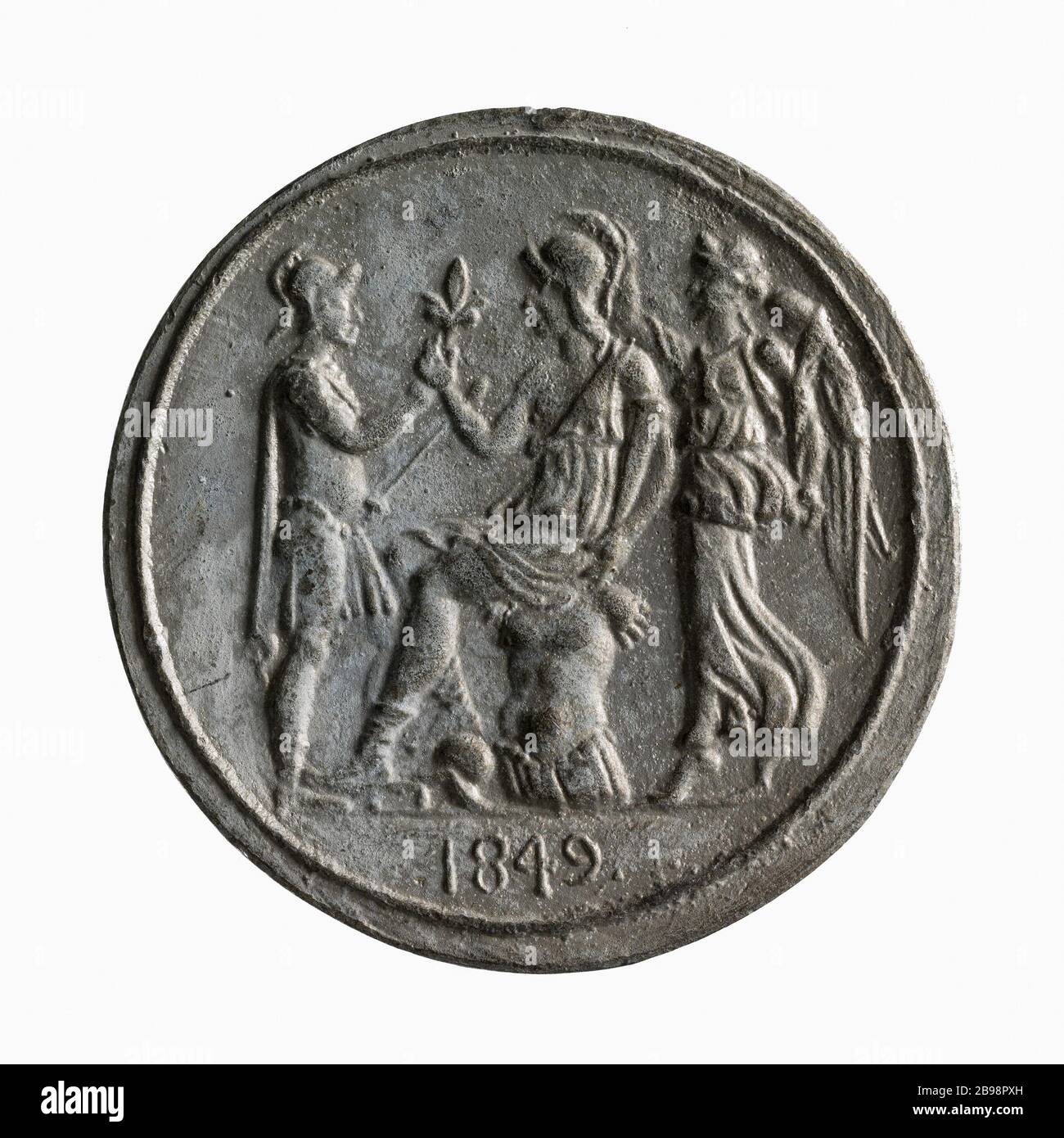 Nicolas Changarnier (1793-1877) si è congratulato con il Presidente Louis Napoleon Bonaparte per la sua dichiarazione del 13 giugno 1848 1849 (titolo fittizio) Nicolas Changarnier (1793-1877) félicité par le président Louis-Napoléon Bonaparte pour son Intervention du 13 juin 1848, 1849. Cuivre blanc, 1849. Parigi, musée Carnavalet. Foto Stock