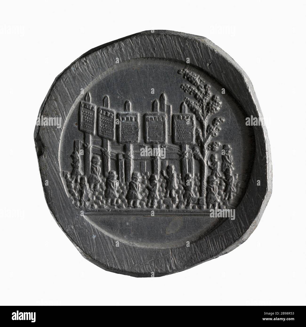 Condanna in contumace di sei partecipanti alla manifestazione del maggio 1848 25 aprile 1849 (titolo fittizio) Médaille sur la condamnation par contumace de Six Participants à la manifestation de mai 1848, 25 avril 1849. Cuivre blanc. Après 1849. Parigi, musée Carnavalet. Foto Stock