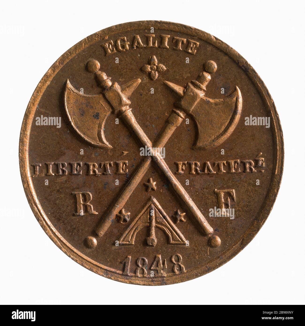 Medaglia per i Montagnards a 1848-1849 (titolo fittizio) Médaille en faveur des Montagnards. Laiton, entre 1848 e 1849. Parigi, musée Carnavalet. Foto Stock