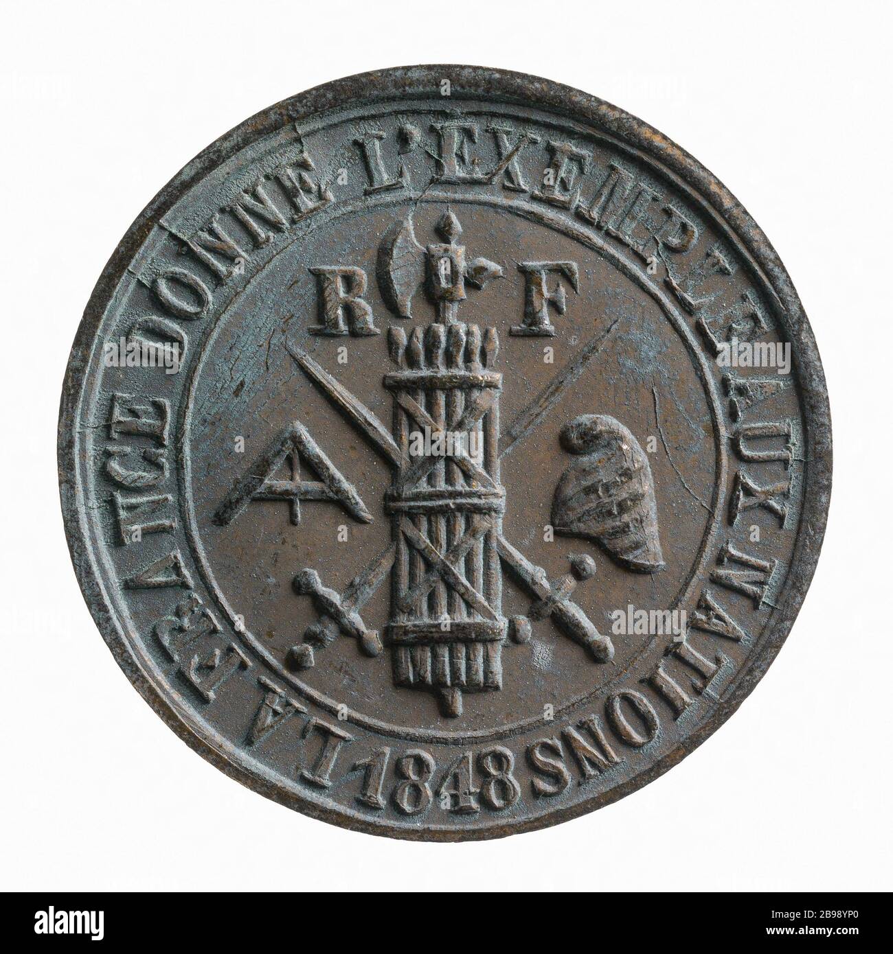 Medaglia per i Montagnards a 1848-1849 (titolo fittizio) Médaille en faveur des Montagnards, Cuivre blanc. Entre 1848 e 1849. Parigi, musée Carnavalet. Foto Stock