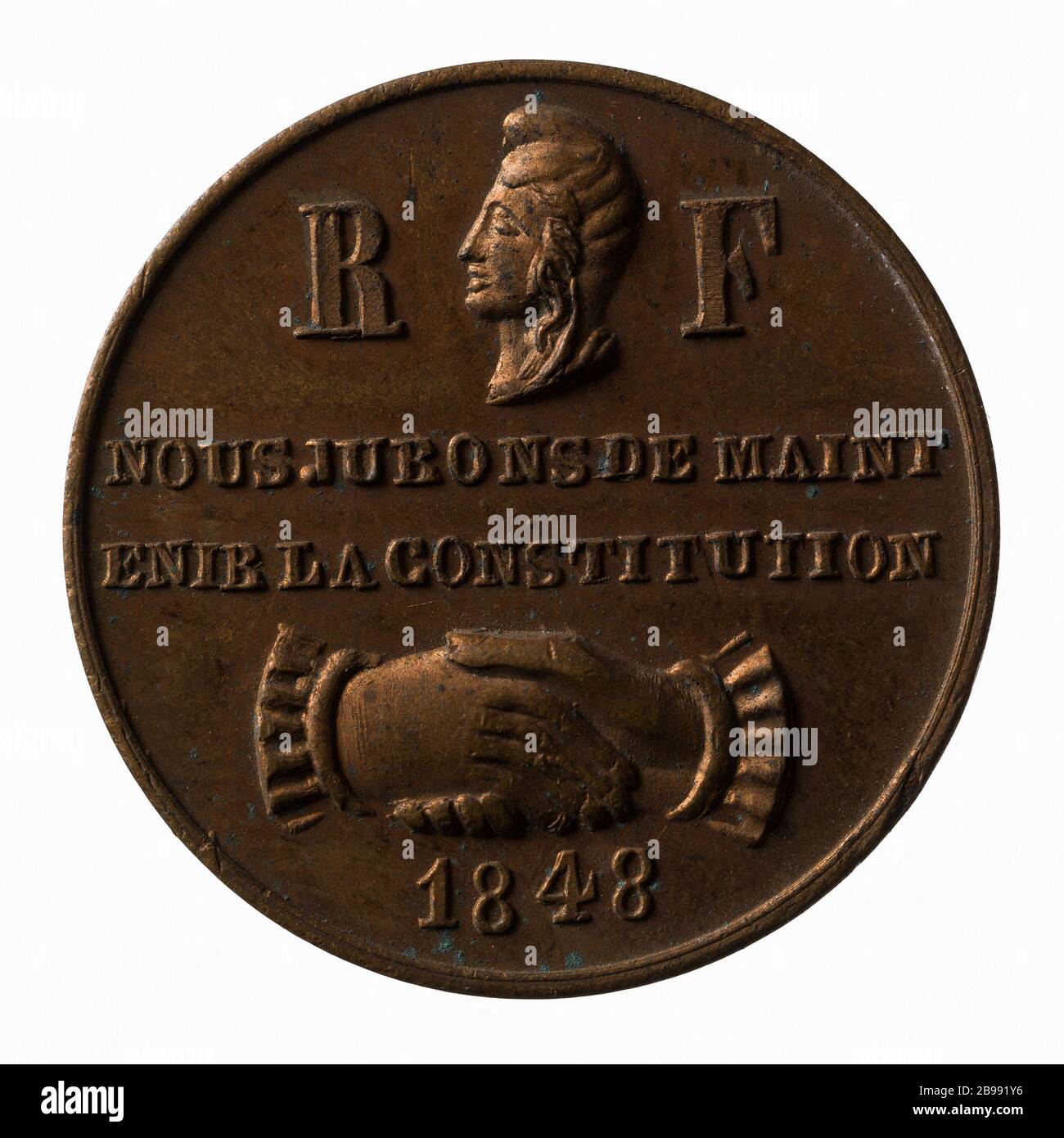 Governo provvisorio della seconda Repubblica, dal 24 febbraio al 9 maggio 1848 (titolo fittizio) Médaille de Gouvernement Provisoire de la IIe République, 24 février au 9 mai 1848. Parigi, musée Carnavalet. Foto Stock