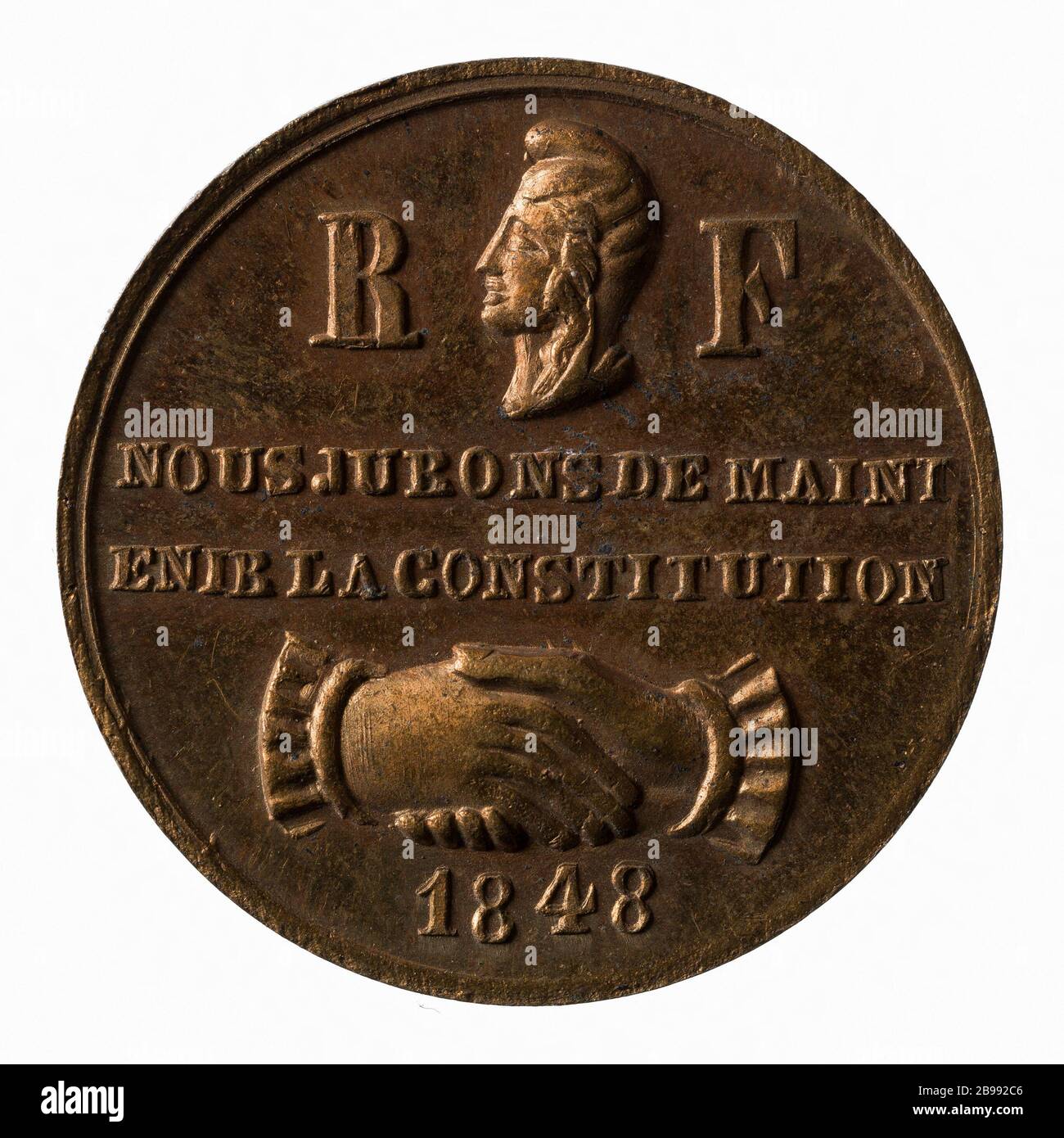 Primo anniversario della seconda Repubblica, 1849 Tributo alle vittime della rivoluzione del 1848 (titolo fittizio) Médaille du Premier anniversaire de la IIe République, 1849. Hommage aux victimes de la Révolution de 1848. Réalisée it 1849. Parigi, musée Carnavalet. Foto Stock