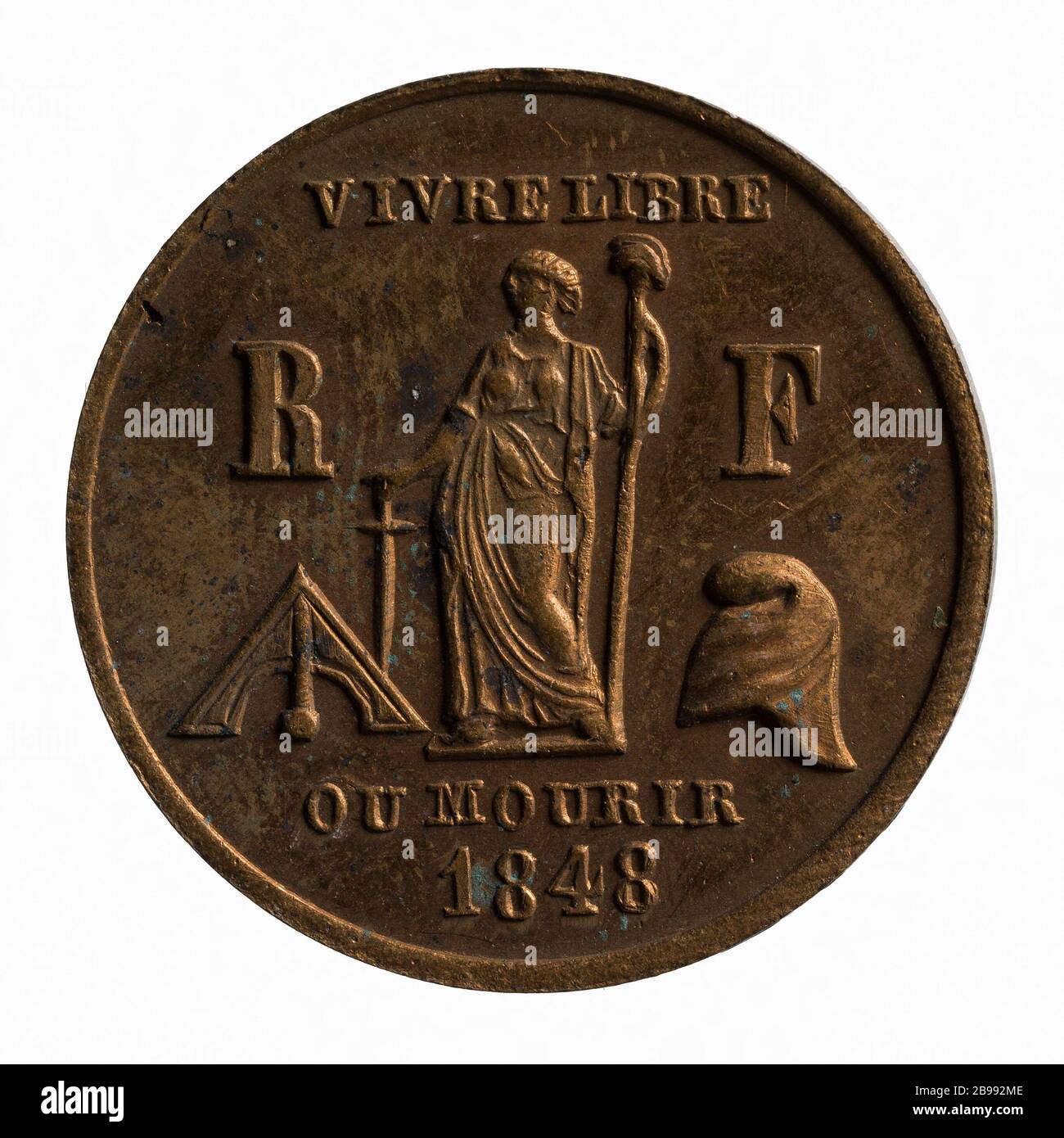 Live free or die 'medaglia repubblicana, 1848 (titolo fittizio) Médaille 'Vivre libre ou mourir', médaille républicaine, 1848. Parigi, musée Carnavalet. Foto Stock