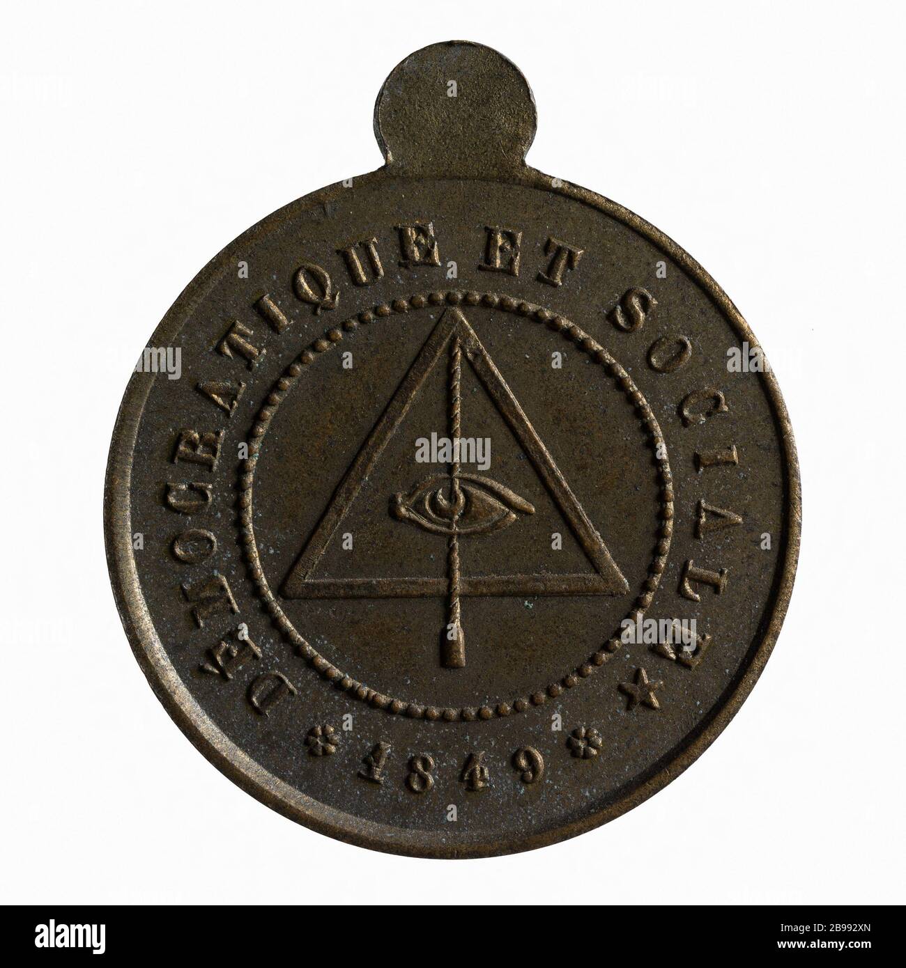 Festa Nazionale anniversario della Rivoluzione del 1848, 1849 (titolo fittizio) Médaille de la fête nationale anniversaire de la Révolution de 1848. Réalisée it 1849. Parigi, musée Carnavalet. Foto Stock