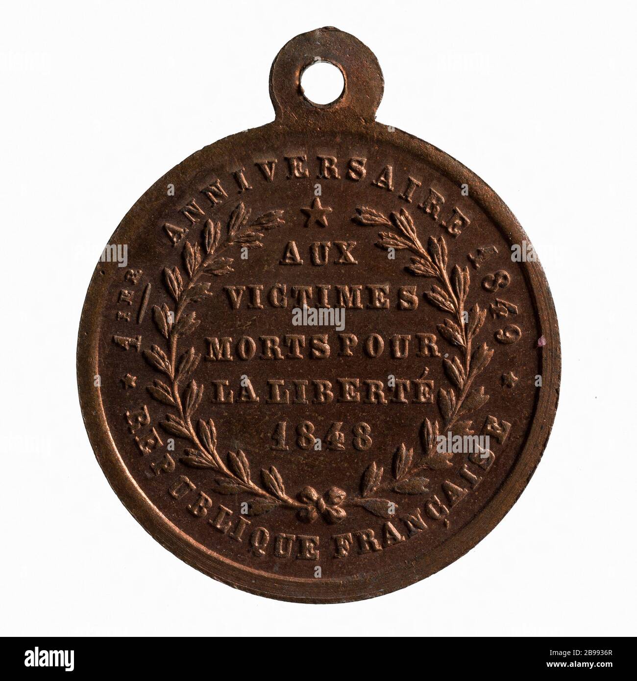 Primo anniversario della seconda Repubblica, omaggio ai morti della Rivoluzione del 1848, 1849 (titolo fittizio) Médaille du Premier anniversaire de la IIe République, hommage aux morts de la Révolution de 1848. Réalisée it 1849. Parigi, musée Carnavalet. Foto Stock