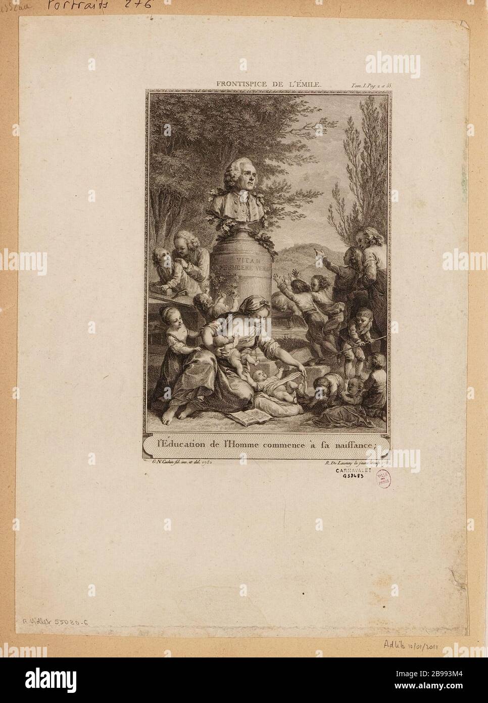 Frontespizio di Emile. L'Educazione umana inizia alla nascita Foto Stock