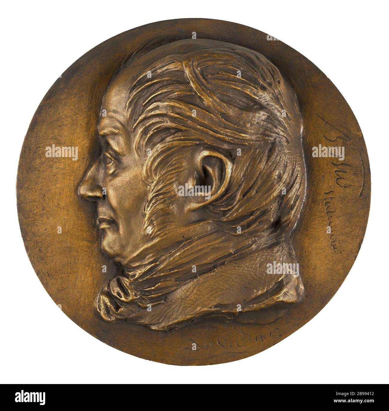 RITRATTO DI FRANCOIS JOSEPH BOSIO (1768-1845), SCULTORE David d'Angers (1788-1856). Ritratto di François-Joseph Bosio (1768-1845), scultore français. Bronzo, fonte au sable. 1842. Parigi, musée Carnavalet. Foto Stock