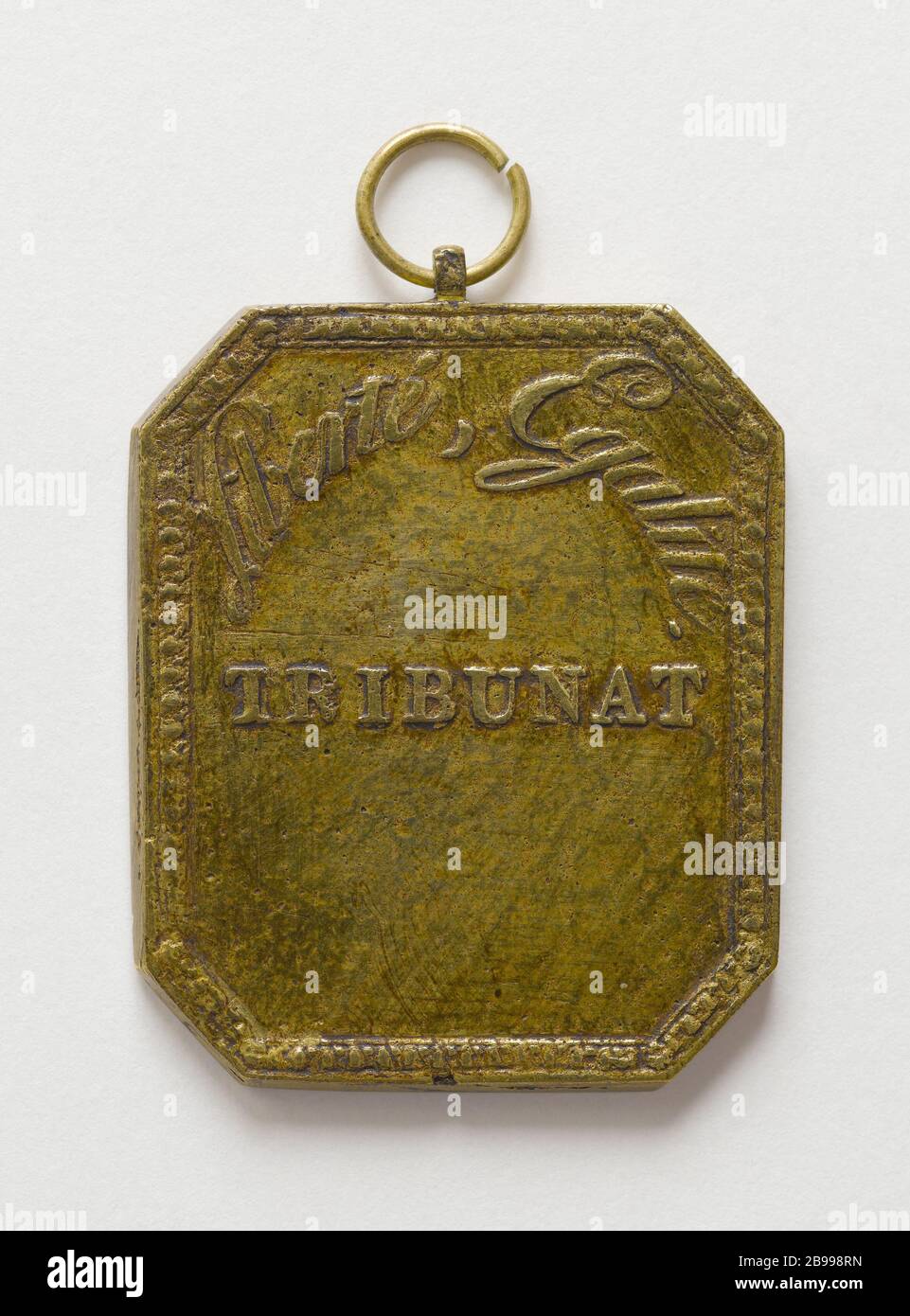MEDAGLIA di SERVIZIO TRIBUNALE MEMBRO, VIII (1800) Nicolas-Marie Gatteaux (1751-1832). Médaille de fondtion de membre du Tribunat, an VIII (1800). Bronzo doré. 1800. Parigi, musée Carnavalet. Foto Stock