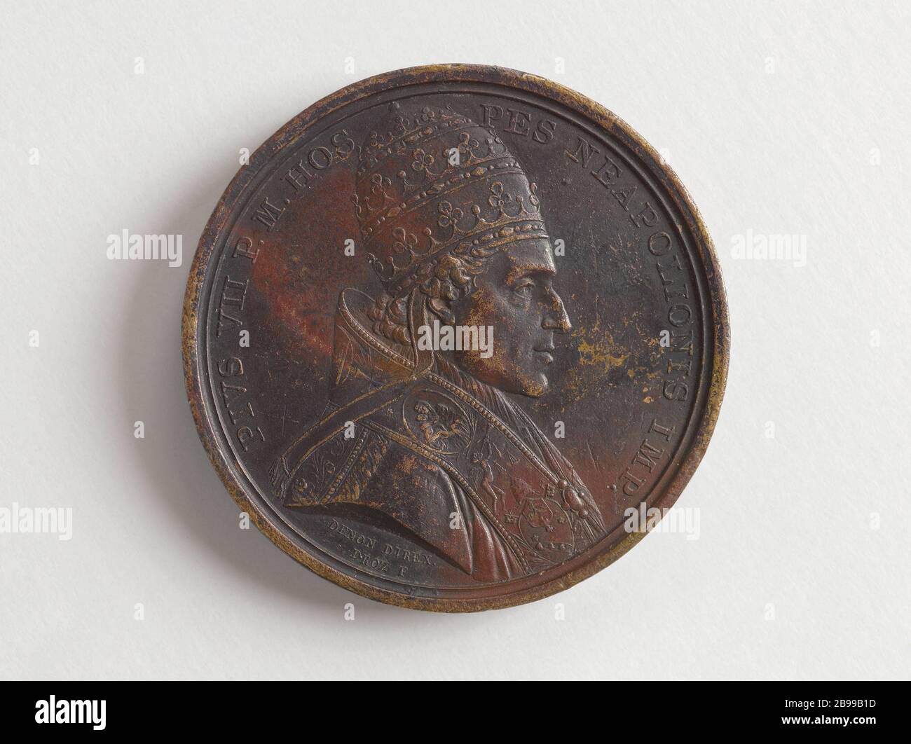 Pio VII MADONNA DI PARIGI, 2 dicembre 1804 Jean-Pierre Droz (1746-1823) et Louis Jaley (1763-1838). Torta VII à Notre-Dame de Paris, 2 décembre 1804. Bronzo, 1804. Parigi, musée Carnavalet. Foto Stock