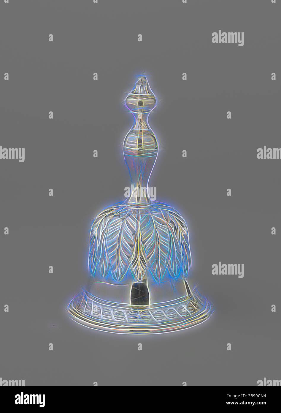 Tabella campana con foglie di acanto, a campana campana presenta una  balaustra-stelo sagomato con un pomello sferico. Lungo il lato inferiore  della campana viene eseguito un profilo liscio con sopra di esso