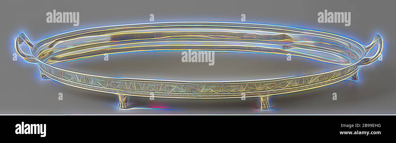 Vassoio per tè, supporti per torte, marmellata, scodelle di zucchero, caffettiera e vassoio per caraffa di latte, ovale, su sei artigli leoni. Bordo decorato con ippocamps e viti, foglia ovale Impero di argento placcato oro. La foglia poggia su 6 artigli leone ed è circondata da un bordo verticalmente rialzato con campi di ippopotami e viti. Inciso con monogramma I.F.U, vite, cavallo di mare, ippocampo, ippocampo, (cavallo / pesce) (mostro ibrido mitologico), Martin Guillaume Biennais, Parigi, c.. 1817, argento (metallo), doratura (materiale), ebano (legno), doratura, h 11.1 cm × w 88.8 cm × d 50.5 cm × w 8210 gr, Reimagined by Gibon, design di caldo allegro Foto Stock