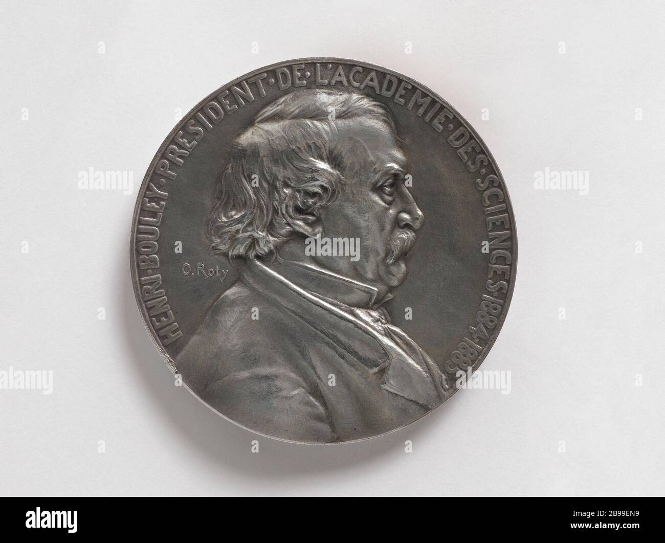 Henri Bouley (1812-1885), presidente dell'Accademia delle Scienze, 1885 Louis Oscar Roty (1846-1911). Henri Bouley (1812-1885), président de l'Académie des sciences, 1885. Argent. Parigi, Musée Carnavalet. Foto Stock