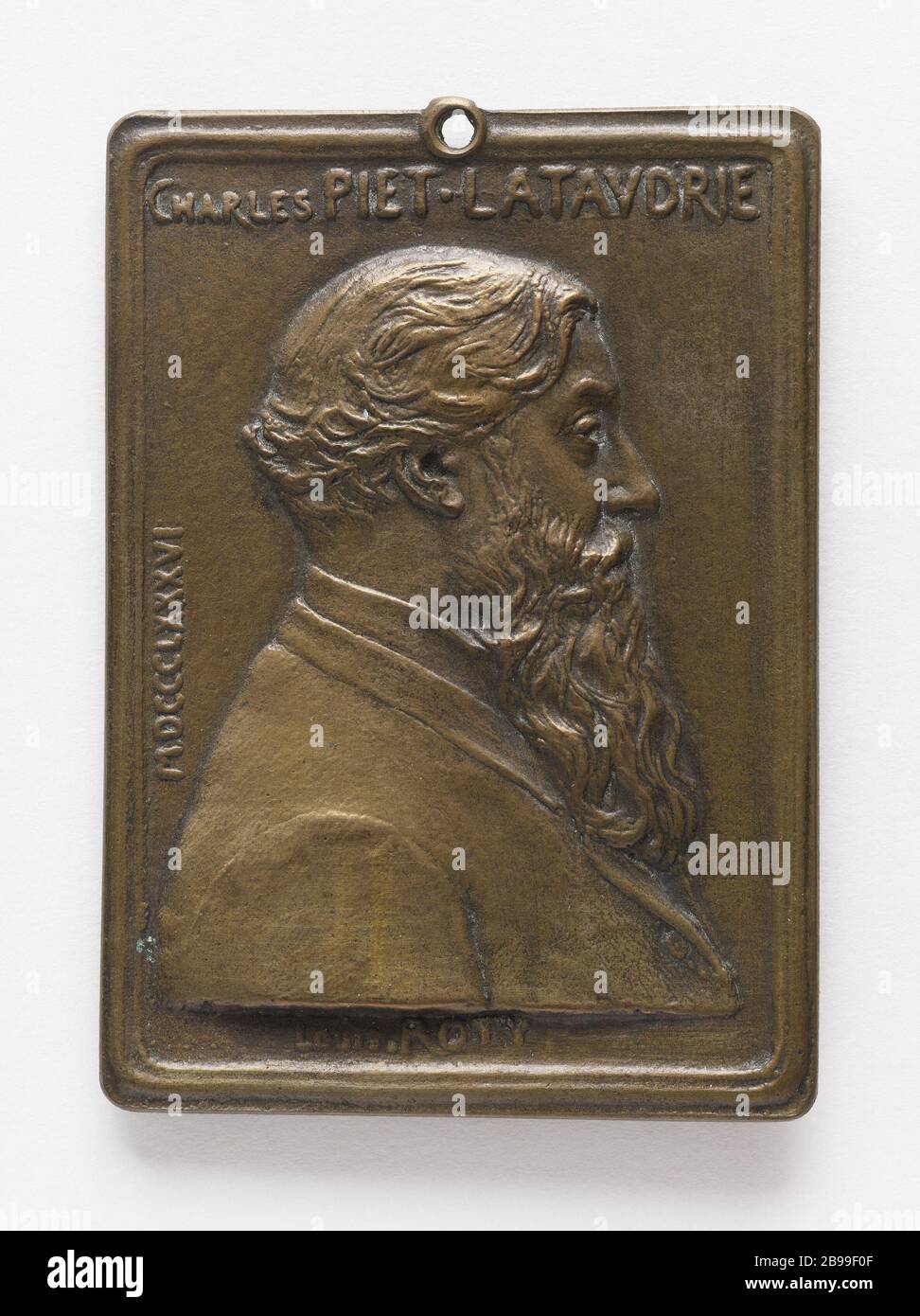 Charles Piet-Lataudrie (1837-1909), collezionista, 1886 Louis Oscar Roty. Charles Piet-Lataudrie (1837-1909), collectionneur. Bronzo, 1886. Parigi, musée Carnavalet. Foto Stock