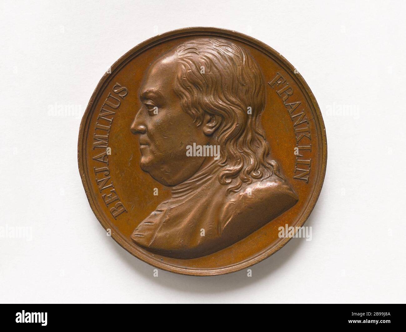 Benjamin Franklin (1706-1790), scrittore, fisico e diplomatico americano 1818 Joseph Arnold Pingret (1798-1862). Benjamin Franklin (1706-1790), écrivain, physicien et diplomate américain. Bronzo, 1818. Parigi, musée Carnavalet. Foto Stock