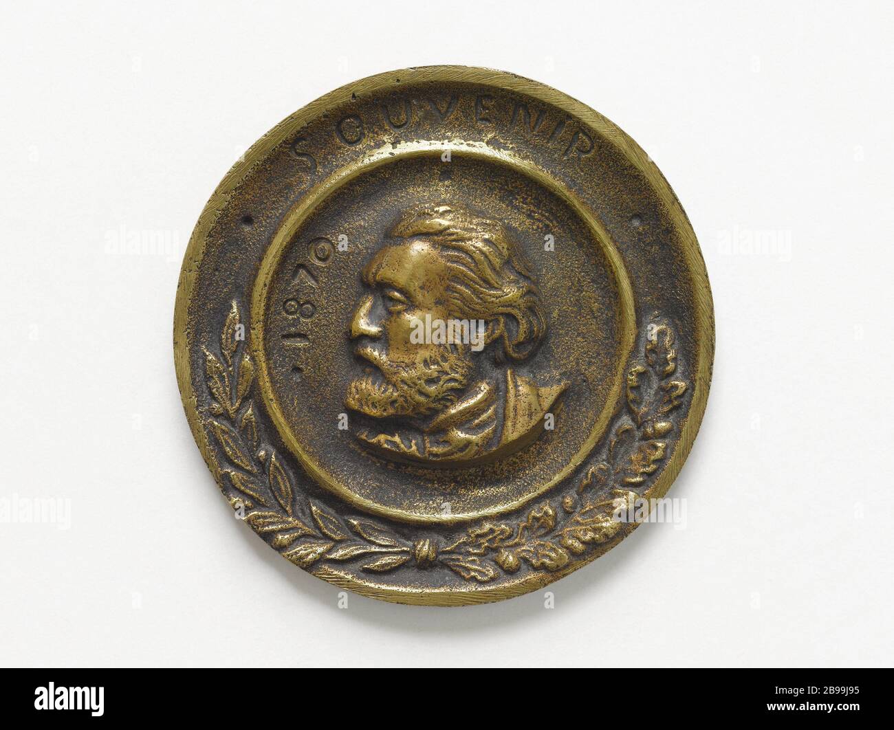 Leon Gambetta (1838-1882), membro del governo della difesa nazionale (1870), presidente della Camera dei deputati (1879-1881), presidente e ministro degli Affari esteri (1881-1882), 1870 Léon Gambetta (1838-1882), membre du Gouvernement de la défense nationale (1870), président de la Chambre des déés (1879-1881), président du Conseil et ministre des Affaires étrangères (1881-1882). Laiton, 1870. Parigi, musée Carnavalet. Foto Stock