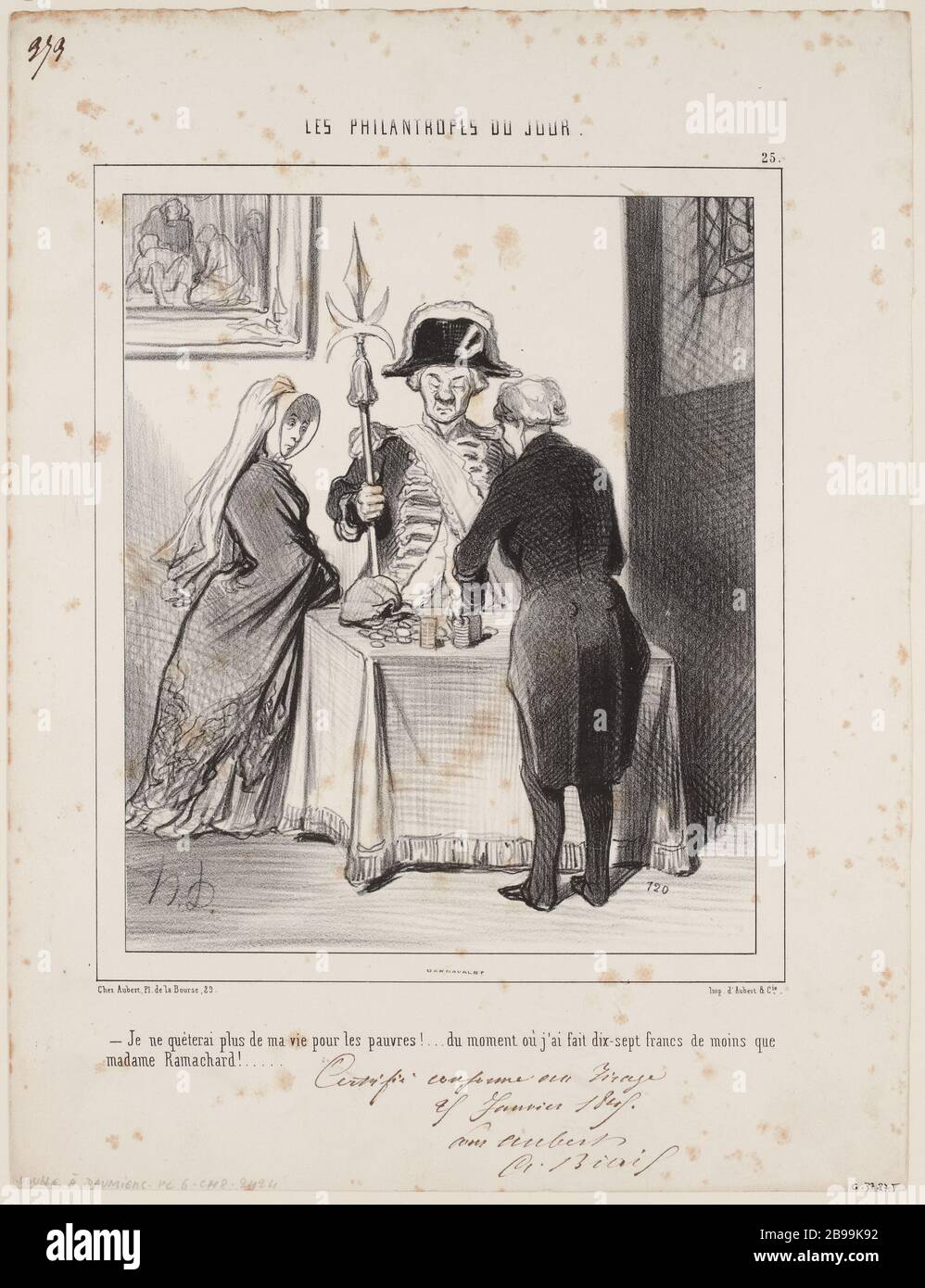 FILANTROPI IL GIORNO - non lascerò la maggior parte della mia vita ai poveri! ... quando ho fatto diciassette franchi in meno rispetto alla onorevole Ramachard! .... Foto Stock