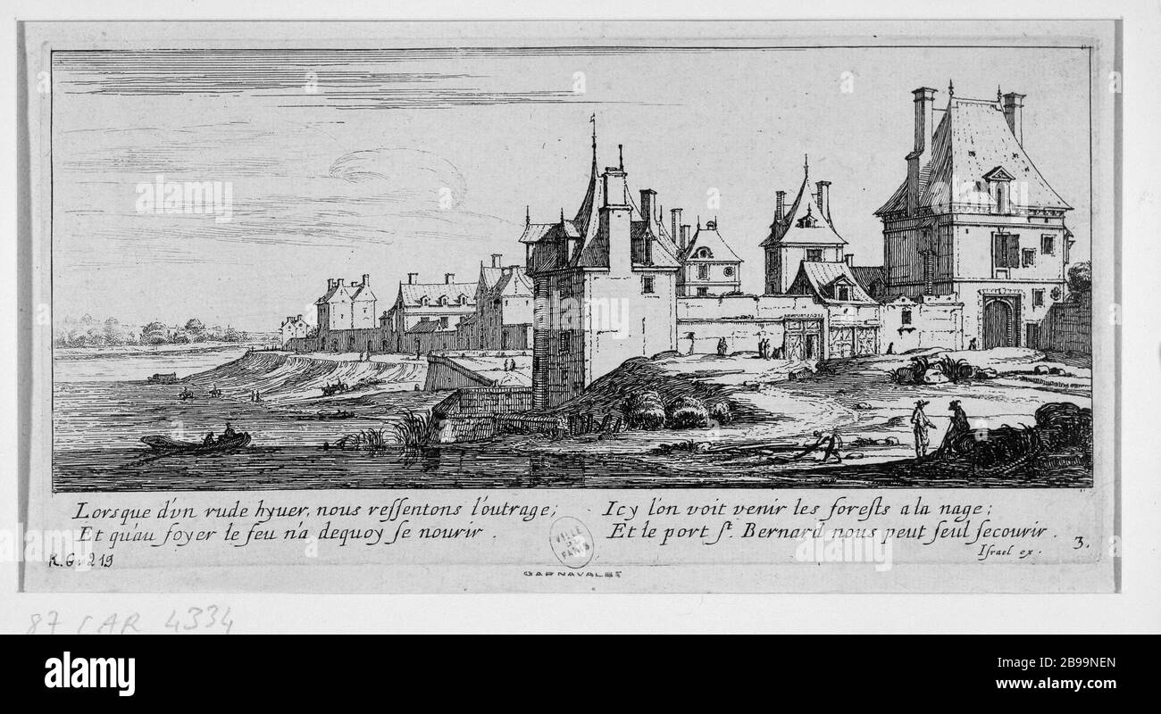 LA PORTE SAINT BERNARD Israël Silvestre (1621-1691) et Israël Henriet (1590-1661). 'La porte Saint Bernard'. Eau-forte, 1650-1655. Parigi, musée Carnavalet. Foto Stock