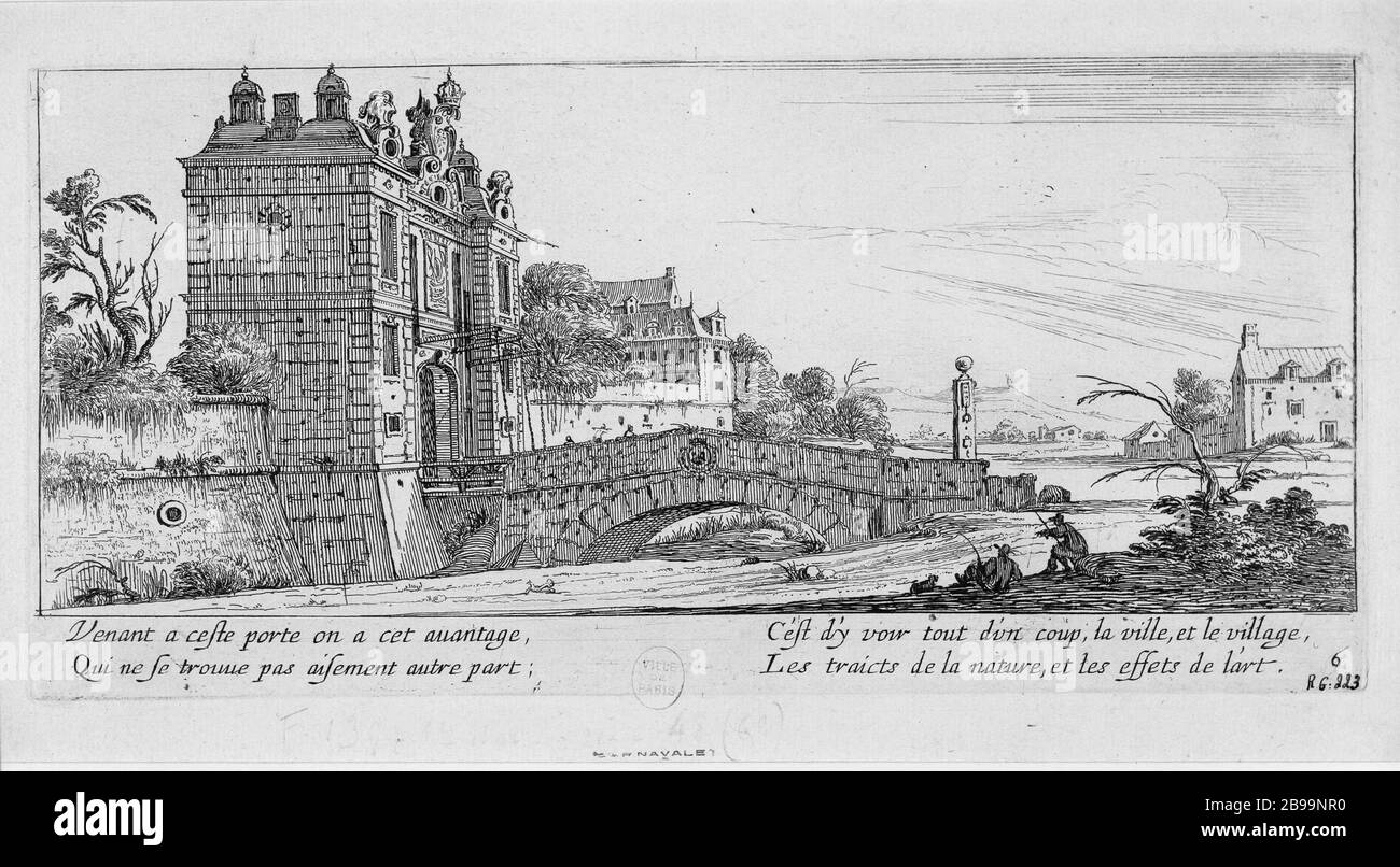 PORTA SAINT HONORE Israël Silvestre (1621-1691). 'Porte Saint Honoré'. Eau-forte, 1650-1655. Parigi, musée Carnavalet. Foto Stock