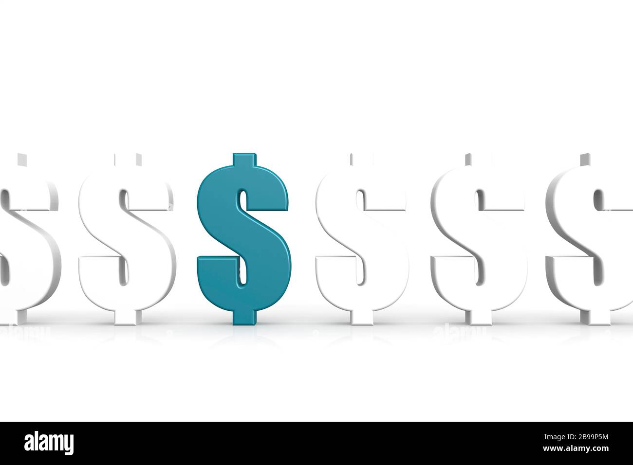 Simbolo del dollaro blu nella linea, rendering 3D Foto Stock