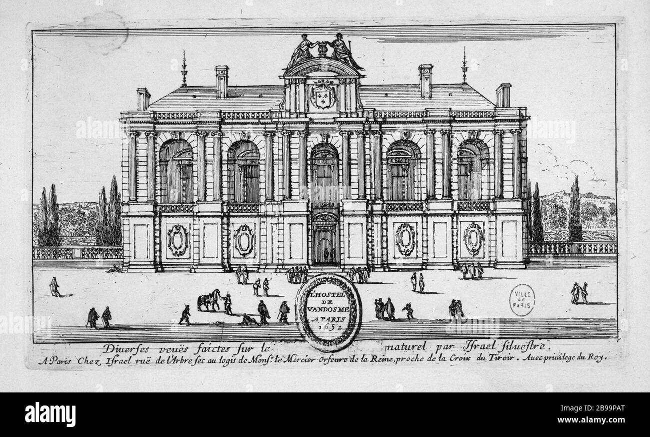 L'HOTEL DE VENDOME Israël Silvestre et Israël Henriet. "L'hôtel de Vendôme". Eau-forte, 1650-1660. Parigi, musée Carnavalet. Foto Stock