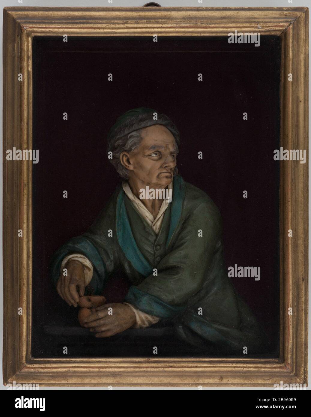 L'AVARE Caspar Bernhard Hardy (1726-1819). 'L'Avisa'. Cire colorée. 4ème quart XVIIIème siècle. Parigi, musée Carnavalet. Foto Stock