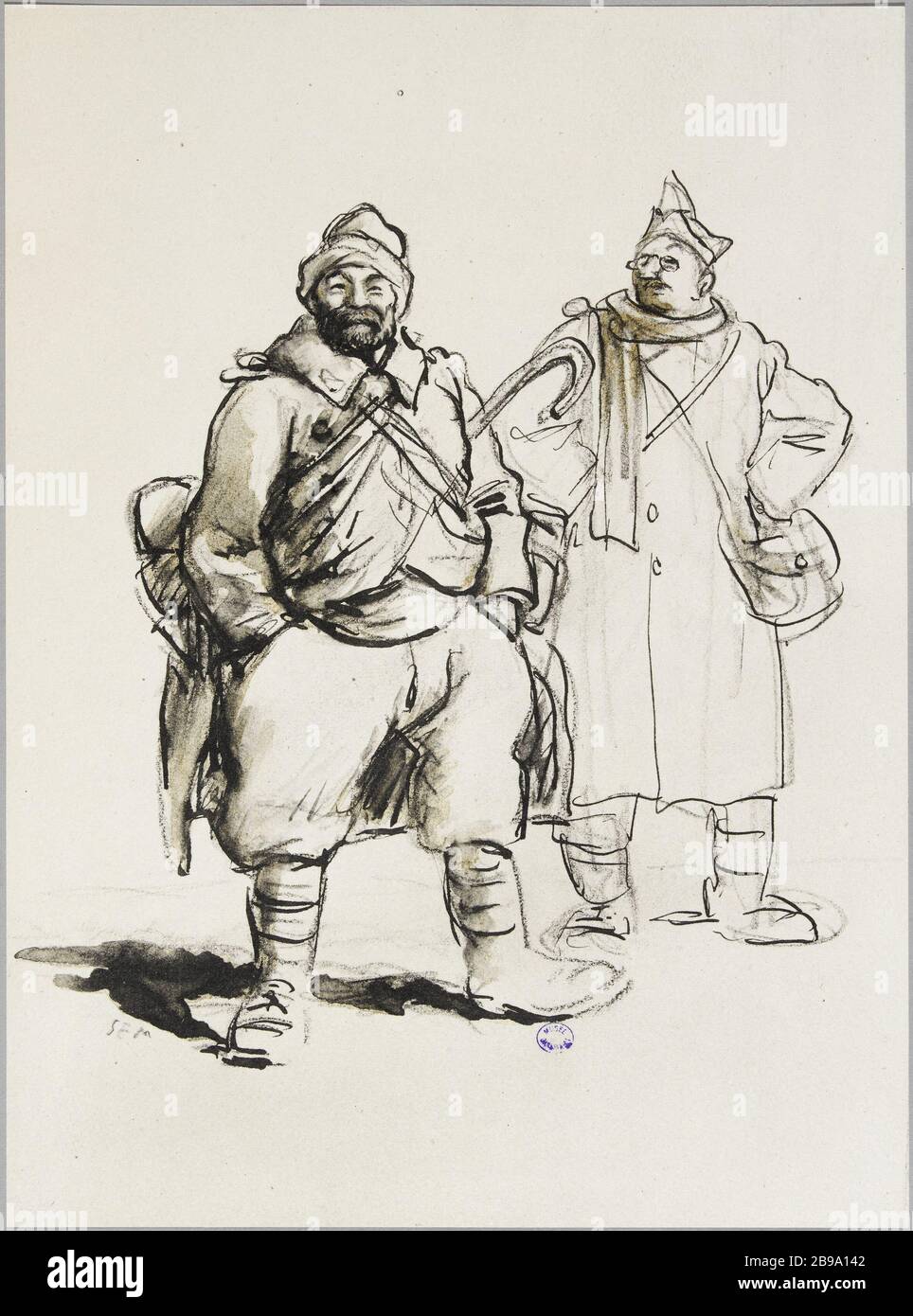 SEM (1863-1934). "War sketch SEM (1863-1934). 'Croquis de guerre (1914-1918), 2ème album'. Gravure. Parigi, musée Carnavalet. Foto Stock