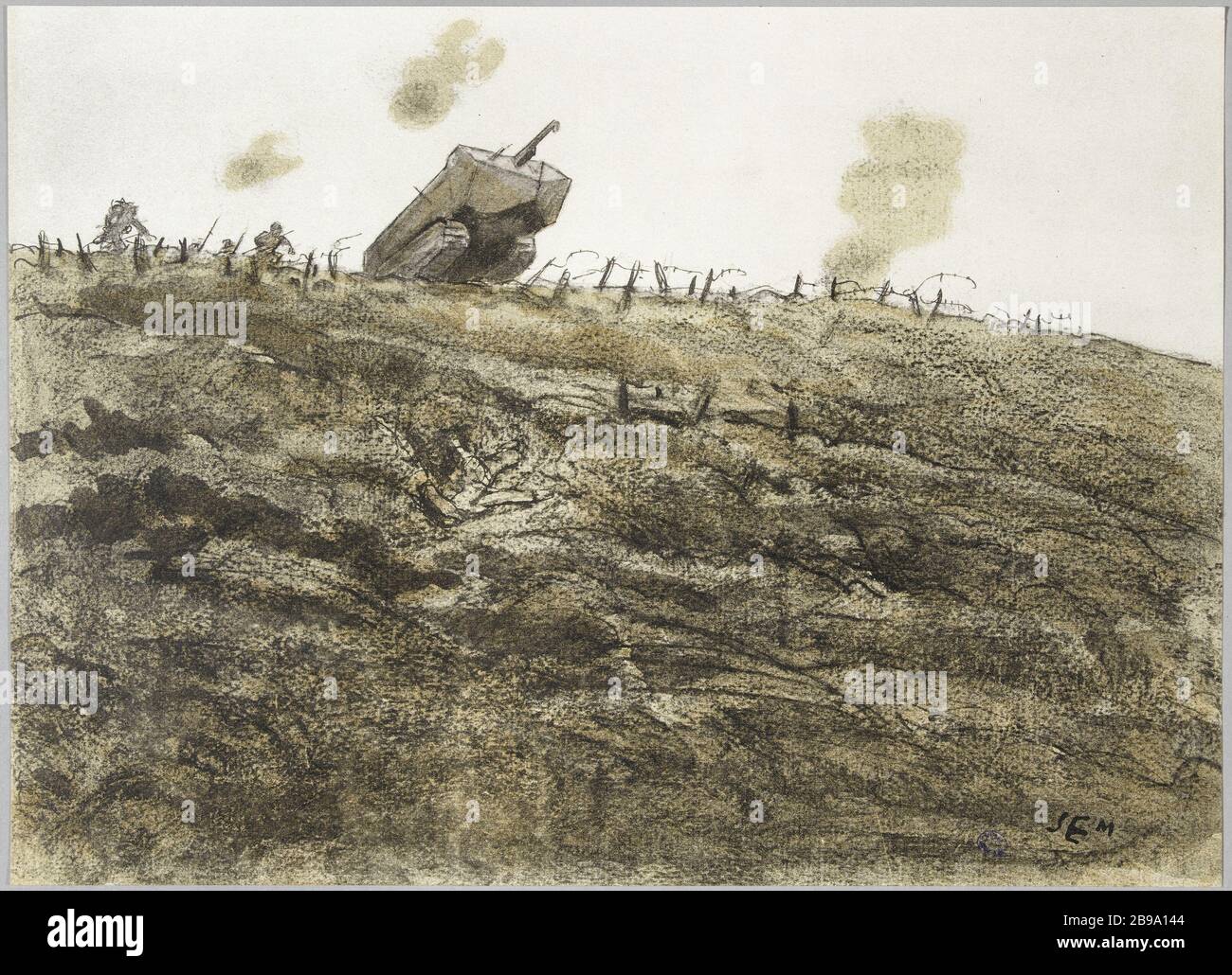 SEM (1863-1934). "War sketch SEM (1863-1934). 'Croquis de guerre (1914-1918), 2ème album'. Gravure. Parigi, musée Carnavalet. Foto Stock