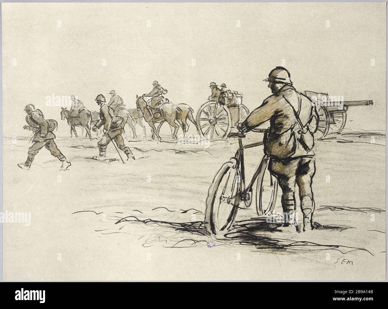 SEM (1863-1934). "War sketch SEM (1863-1934). 'Croquis de guerre (1914-1918), 2ème album'. Gravure. Parigi, musée Carnavalet. Foto Stock