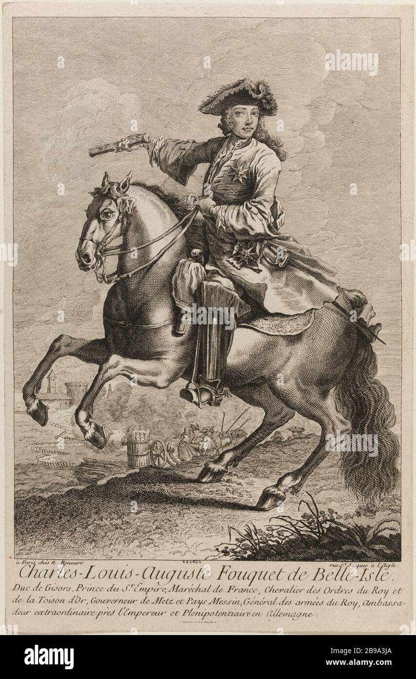 CHARLES-LOUIS-Auguste Fouquet BELLE ISLE Nicolas Bonnart (1646-1718). "Charles-Louis-Auguste Fouquet de Belle-Isle". Eau-forte et burin. Parigi, musée Carnavalet. Foto Stock