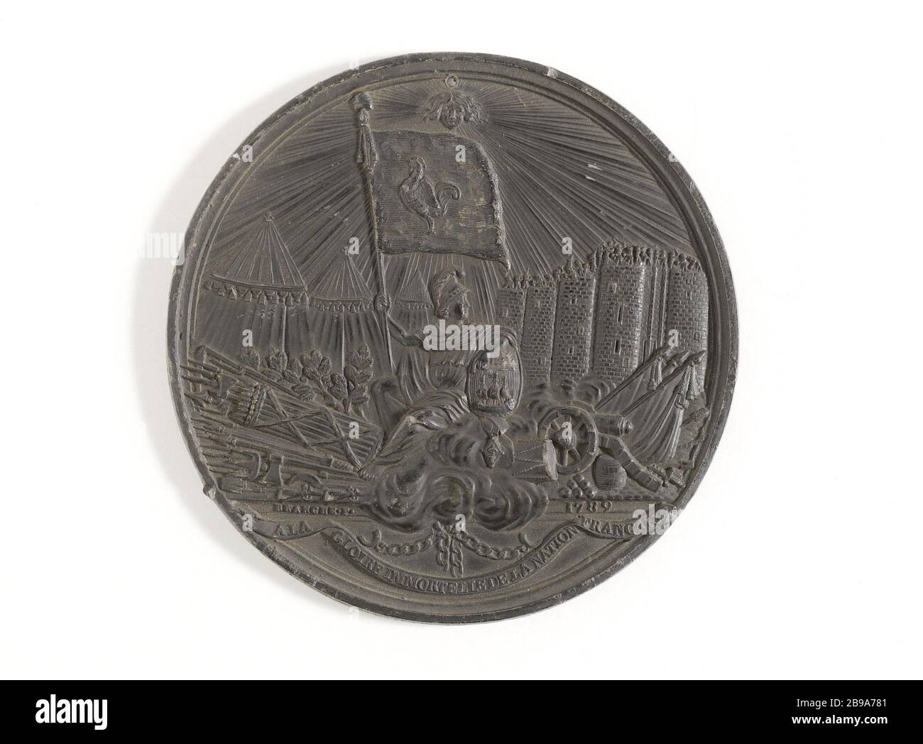 DEMOLIZIONE DELLA BASTIGLIA BRANCHE. "Démolition de la Bastille". Estain. 1789. Parigi, musée Carnavalet. Foto Stock