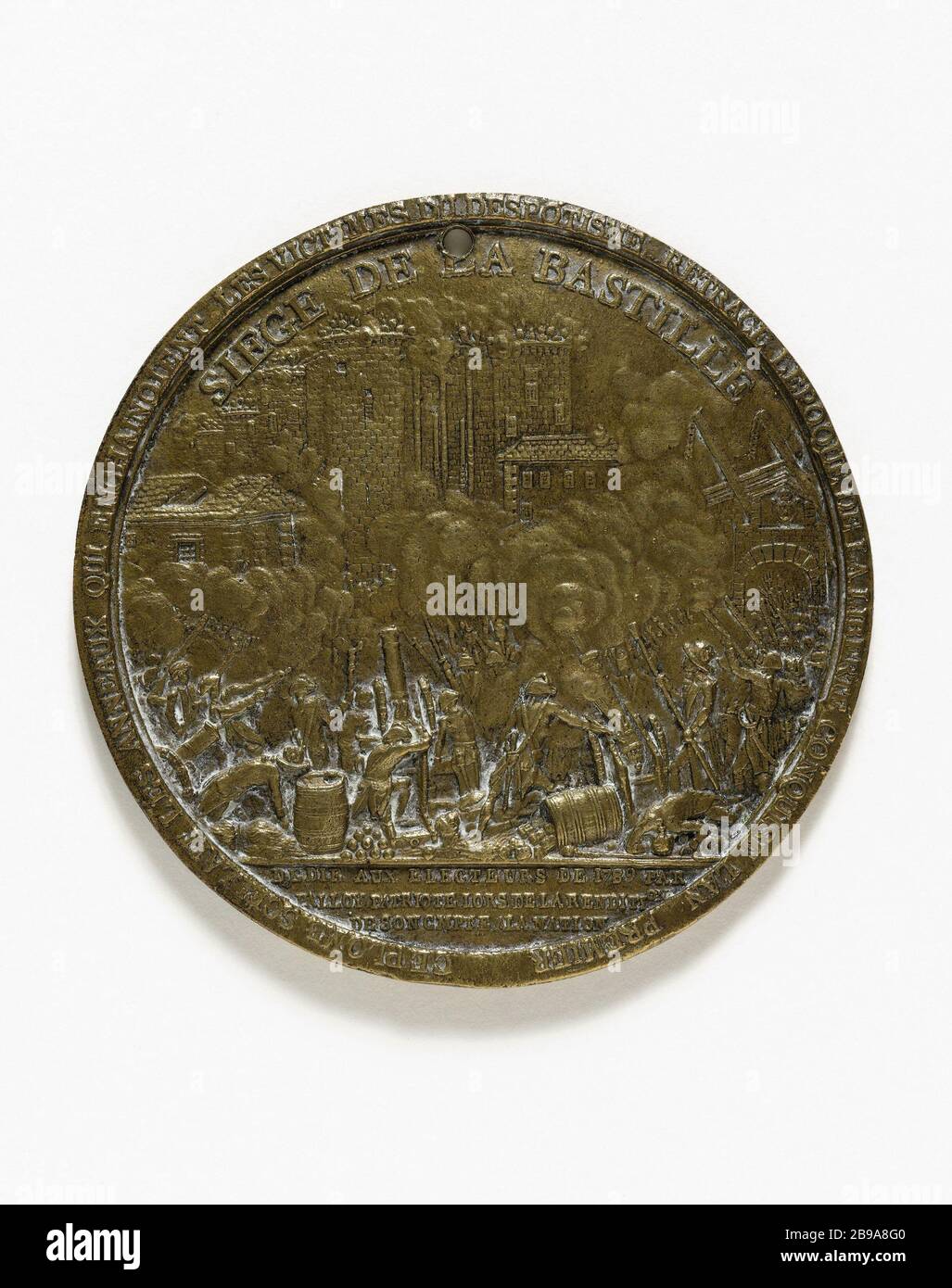 SEAT BASTILLE (MEDAL UNIFACE) Pierre François Palloy (1755-1835). "Siège de la Bastille (médaille uniface)". 14 juillet 1789. Bronzo. Parigi, musée Carnavalet. Foto Stock