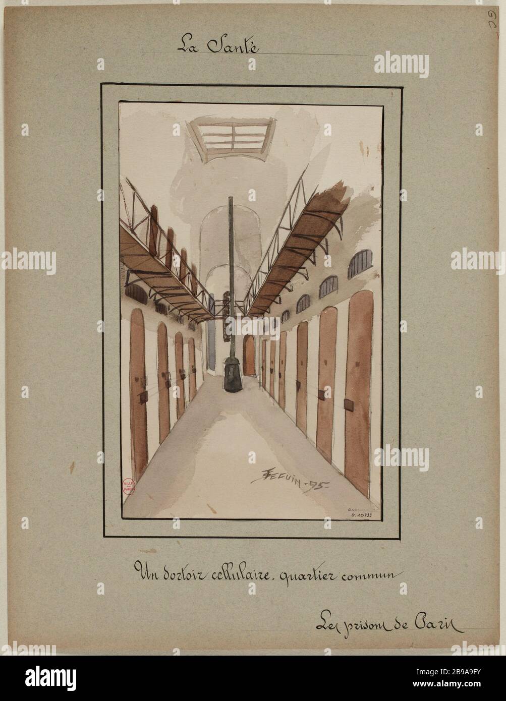 [Le prigioni di Parigi] Prison Health; UN dormitorio cellulare. Area comune Foto Stock