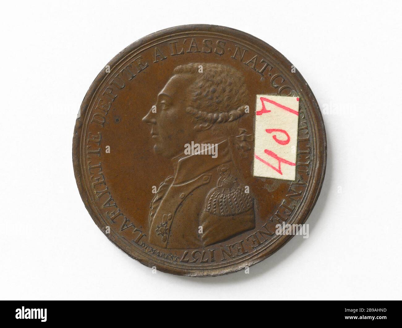 Gilbert Motier, Marchese de Lafayette (1757-1834), Field Marshal (1782), membro dell'Assemblea costituente (1789-1791), comandante della Guardia Nazionale (1789-1791), 1791 Rambert Dumarest (1750-1806). Gilbert Motier, marchese de la Fayette (1757-1834), maréchal de camp (1782), député à l'Assemblée costitutivo (1789-1791), comandante de la Garde nationale (1789-1791), 1791. Bronzo. Parigi, musée Carnavalet. Foto Stock