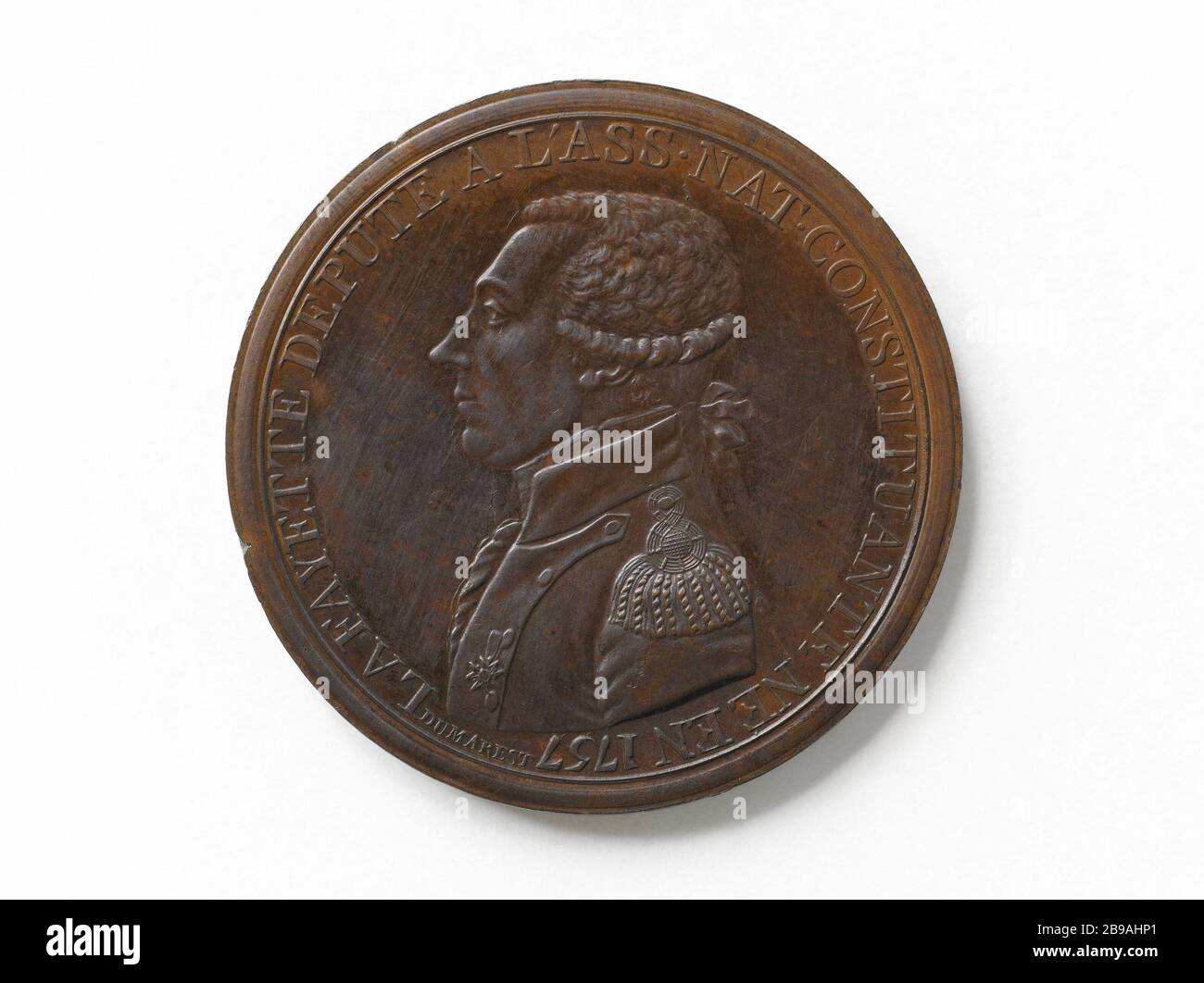 Gilbert Motier, Marchese de Lafayette (1757-1834), Field Marshal (1782), membro dell'Assemblea costituente (1789-1791), comandante della Guardia Nazionale (1789-1791), 1791 Rambert Dumarest, (1750-1806). Gilbert Motier, marchese de la Fayette (1757-1834), maréchal de camp (1782), député à l'Assemblée costitutivo (1789-1791), comandante de la Garde nationale (1789-1791), 1791. Bronzo. Parigi, musée Carnavalet. Foto Stock