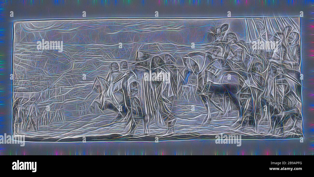 Scatola con episodi della vita della famiglia Spinola generale Ambrogio Spinola durante l'assedio di Gulik nel 1622 scene della vita della famiglia Spinola (titolo serie), un bassorilievo comandati di argento che è allungata e il quadrato con angoli arrotondati, con la raffigurazione del generale Ambrogio Spinola durante l'assedio di Gulik nel 1622. Firmato e datato: MATEVS. MELIN. F 1636, Ambrogio Spinola (Marchese de los Balbases), Mattheus Melijn, Paesi Bassi meridionali, 1636, argento (metallo), h cm 23 × W 54,5 cm, Gianbattista Spinola qui riceve le chiavi per il ducato di San Pietro in Galatina (Sicilia). F Foto Stock