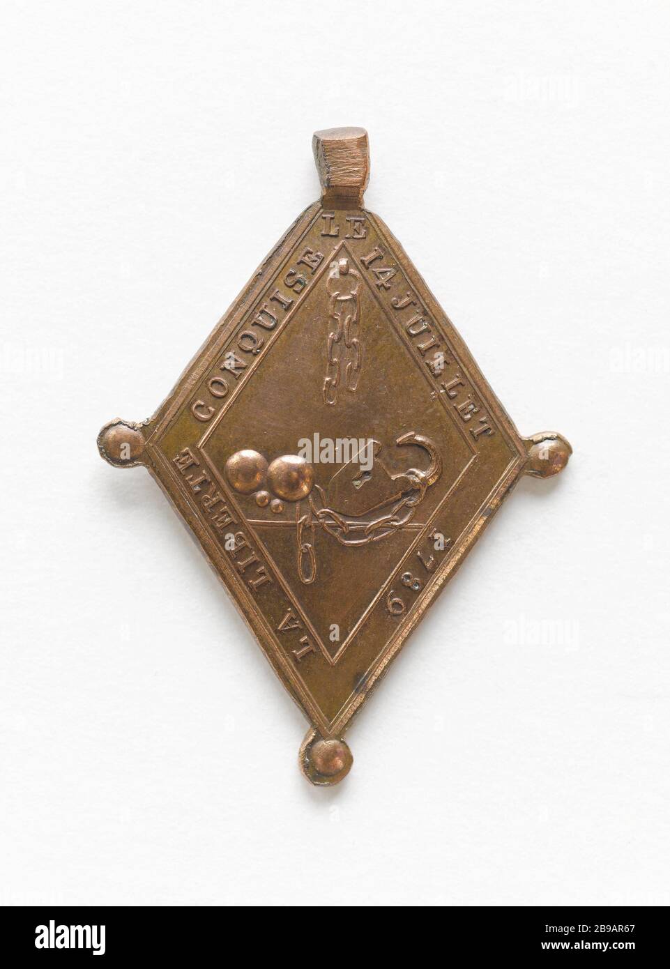 DISTINTIVO DEI VINCITORI DELLA BASTIGLIA 1789 Insigne des vainqueurs de la Bastille, 1789. Cuivre. Parigi, musée Carnavalet. Foto Stock