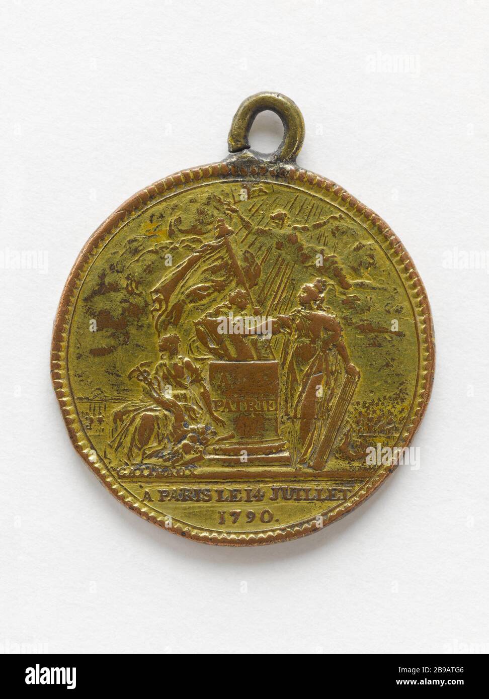 CONFEDERAZIONE DEI FRANCESI, 14 luglio 1790 Nicolas Gatteaux (1751-1832). Confédération des Français. Cuivre doré, 14 juillet 1790. Parigi, musée Carnavalet. Foto Stock