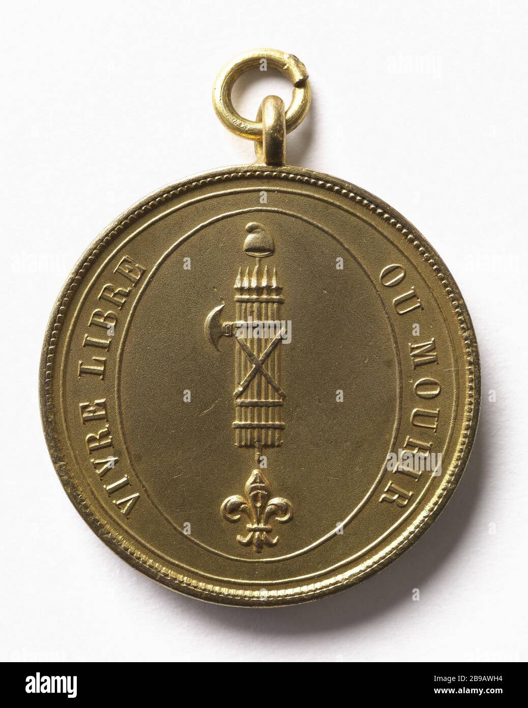 Vivi gratis o morire, 1792 (titolo fittizio) Vivre libre ou mourir. Cuivre doré, 1792. Parigi, musée Carnavalet. Foto Stock