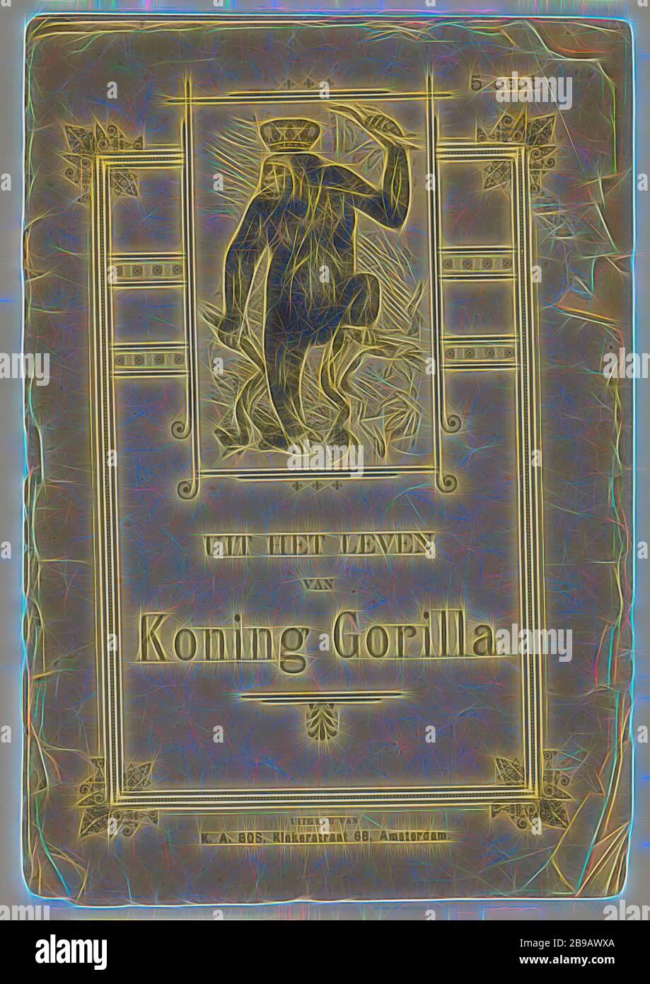 Dalla vita di re Gorilla, scritture scozzesi contro re Guglielmo III 16 pagine numerate, con parte anteriore verde (allentata). Iscrizione, titolo .: « edizione riveduta ». Datato, titolo .: 1897, Paesi Bassi, Willem III (Re dei Paesi Bassi), Sicco Ernst Willem Roorda van Eysinga, Amsterdam, 1897, carta, cucito, h 20 cm × w 13.5 cm, Reimagined by Gibon, disegno di calda e allegra luce che illumina la luminosità e la luminosità dei raggi. Arte classica reinventata con un tocco moderno. La fotografia ispirata al futurismo, abbracciando l'energia dinamica della tecnologia moderna, del movimento, della velocità e rivoluzionando la cultura. Foto Stock