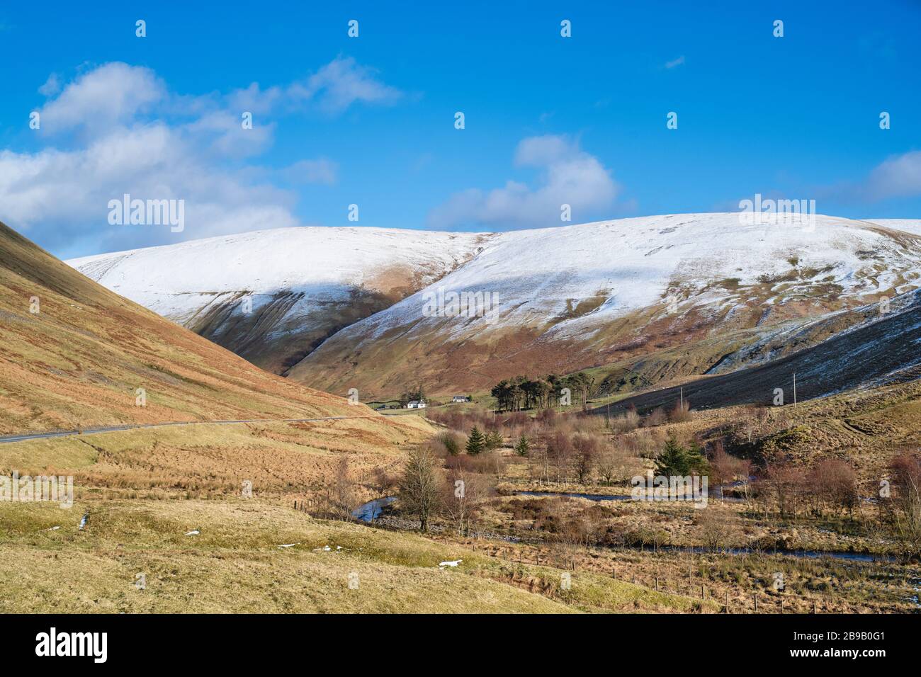 Moffat Dale nel tardo inverno, Dumfries & Galloway, Scozia Foto Stock