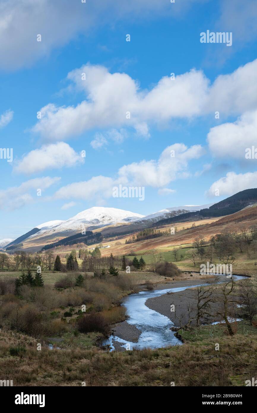 Moffat Dale nel tardo inverno, Dumfries & Galloway, Scozia Foto Stock