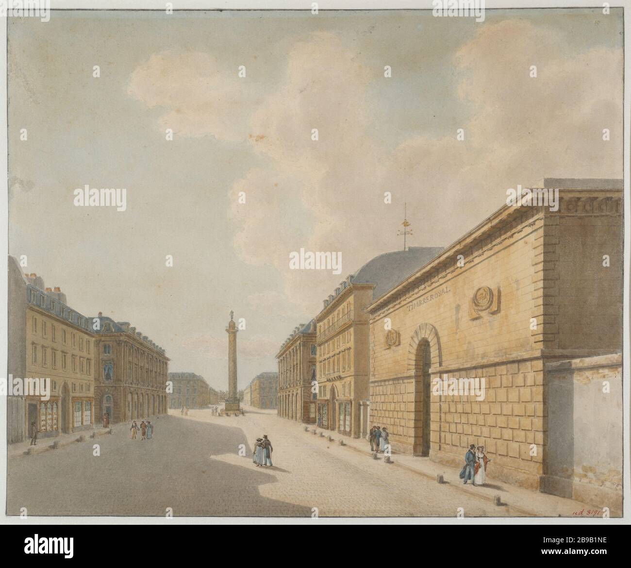 Il timbro reale, rue de la Paix Simon-Claude Constant-Dufeux (1801-1871). 'Le timbro Royal, rue de la Paix, vers 1820'. Acquarelle. Parigi, musée Carnavalet. Foto Stock