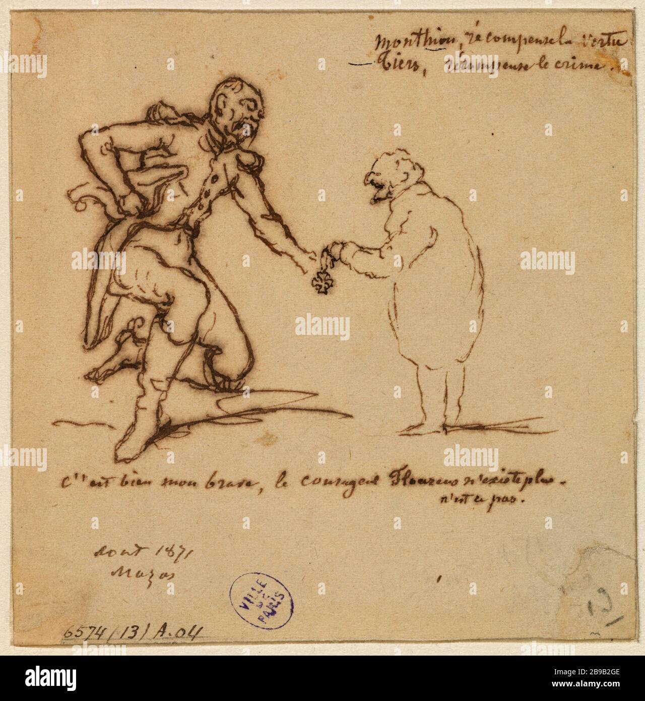 Cartoon Thiers Gautier, Armand-Désiré. "Caricature de Thiers". Plume et encre noire. En1871-1871. Parigi, musée Carnavalet. Foto Stock