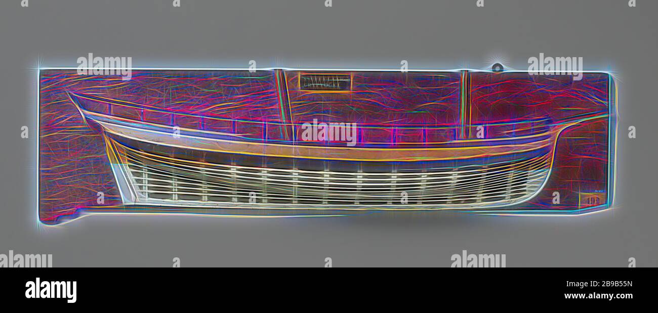 Modello di mezza o di un 4-Gun goletta, Polychromed modello dello stampo (dritta) di un due-montante. La pelle sopra la barwood è chiuso, la nave ha una ringhiera. Bassa intorno alla nave di prua, prua salendo alla verticale. Specchio ritorta, cavo wulf, cancello chiuso, nessuna galleria laterale, Poppe rientranti fortemente, dritto il timone con piazza re di timone, chiglia con tacco. Picco crescente a entrambe le estremità, molto alta stern, uno barwood e un cervo. Il picco a capriate, smock curvo con estremità emergenti. Il montante di grandi dimensioni si inclina all'indietro, il montante di allevamento è quasi verticale, Rotterdam, Grijpvogel (nave), Snuffelaar (nave), anonimo, Rott Foto Stock