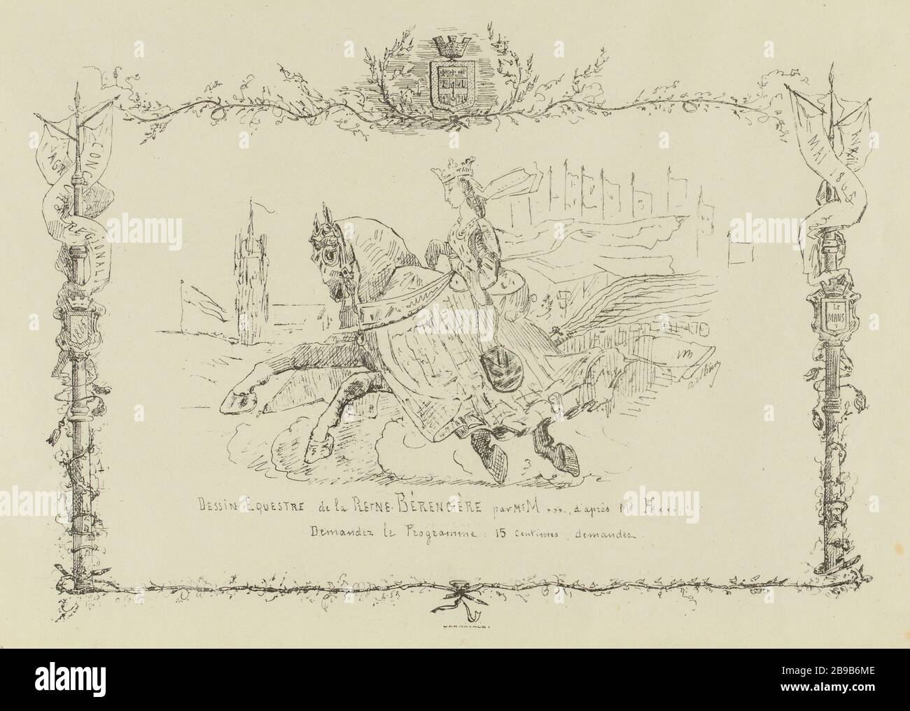 Regina equestre disegno Berengere del sig. Mxxx, secondo il sig. Hxxx (listed Security (letter)) |.. ALBUM Caricature REGIONAL CONTEST DI LE MANS (nel suo complesso) Foto Stock